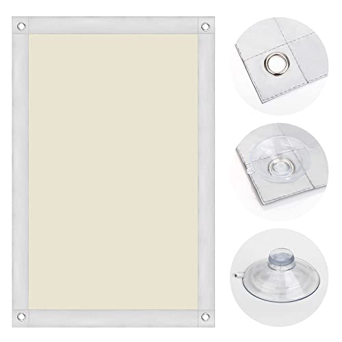 OBdeco Thermo Rollo 100% Verdunkelung Sonnenschutz Verdunkelungsrollo für Velux-Dachfenster Hitzeschutz ohne Bohren mit Saugnäpfen Beige 37x78cm für CK04