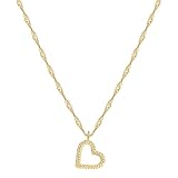 ASCOMY Dainty Gold Necklace for Women 14K Gold Plated Necklaces for Her Delicate Love Heart Necklace Twist Rope Chain Heart Pendant Cute Necklaces Festival Jewelry Gift for Women