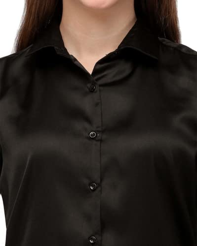 Image of Bowrain Satin Silk Fabric Spread Collar Full Sleeve Top Shirt for Women and Girl