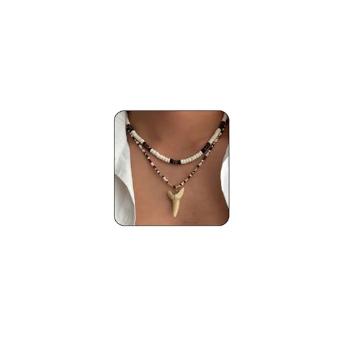 Otxas Puka Shell Necklace Men Coconut Bead Necklace for Men Summer Hawaiian Beach Necklace for Women Surfer Beach Jewelry