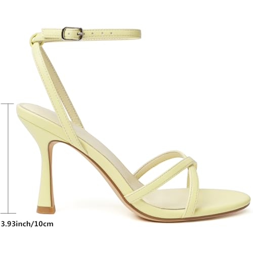 Image of Mostrin Strappy Heels for Women Ankle Strap Heels Women's Heeled Sandals for Party Prom Wedding