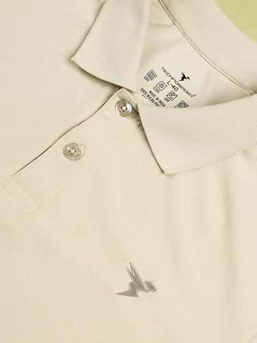 Image of TECHNOSPORT Mens Slim Fit Polyester Active Wear Collar Polo T-Shirt with Long Sleeves for Workout, Sports