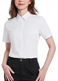 [Enmain] シャツ ブラウス レディース 半袖 白 オフィス ブラウス ワイシャツ 事務服 スリムフィット 就活 ビジネス ゆったり きれいめ シンプル かわいい 人気2166