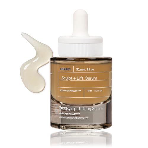 Korres Black Pine Sculpt & Lift Face Serum, Daily Facial Serum for Women and Men, Tightening and Hydrating Skin Care for Fine Lines and Wrinkles, Supports Collagen & Elastin, 1.01 Fl Oz