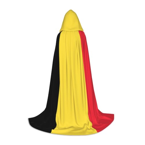 PHAYAH Cape à capuche motif drapeau de la Belgique pour adulte pour bal masqué, cosplay, Halloween, sorcière, fête de Noël, taille L