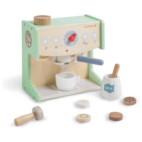 EverEarth Wooden Coffee Maker Set with Accessories, 2 in 1 Toy Coffee Machine and Shop, Kitchen Pretend Play Toy for Kids Ages 3 Years and Up – FSC Certified Cover