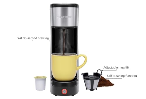 Chefman-Single-Serve-Coffee-Maker-K-Cup-Ground-Compatible-Single-Cup-6-12-oz-Portable-Drip-Coffee-Machine-with-Filter-Perfect-for-College-Coffee-LoversBlack Chefman Single Serve Coffee Maker K Cup Ground Compatible Single Cup 6 12 oz Portable Drip Coffee Machine with Filter Perfect for College Coffee LoversBlack