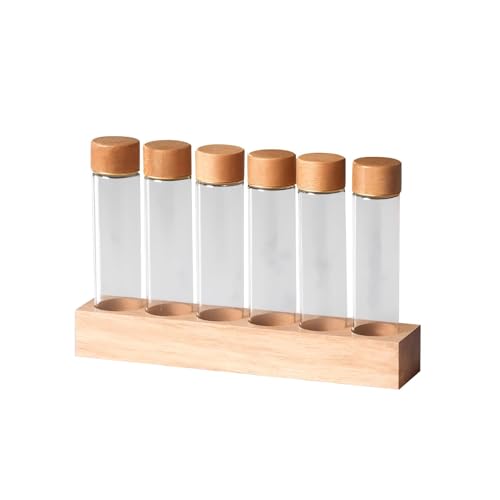 Llazsybz Elegante Juego de Recipientes de Vidrio para Guardar Granos de Café Y Organizarlos, 6 Vasos Altos