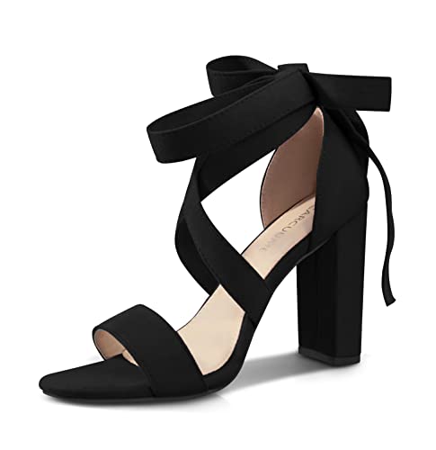 Strappy Heels for Women Chunky Heels High Heeled Sandals with Lac...
