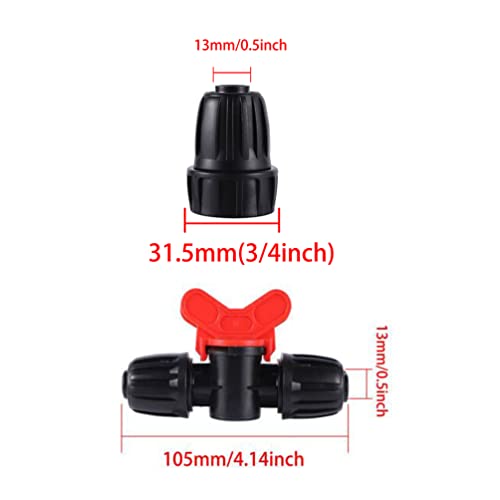 FOGWOWO 1/2 inch Irrigation Tubing Fittings For (1/2" ID x0.6-0.63" OD) 16mm Drip Tubing Barbed Locked Connectors-2 US Standard 3/4" to 1/2" Faucet Adapters,1 Switch Valve