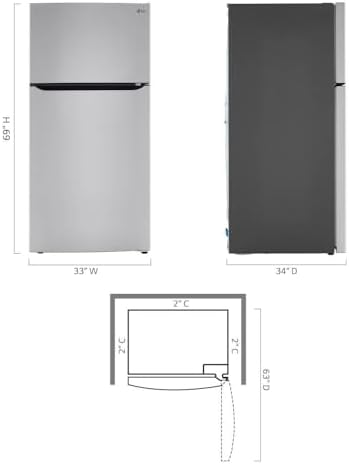 LG 33 Top Freezer Refrigerator LRTLS2403S 24 Cu. Ft Total Capacity, Internal Water Dispenser, LED Lighting, Stainless Steel