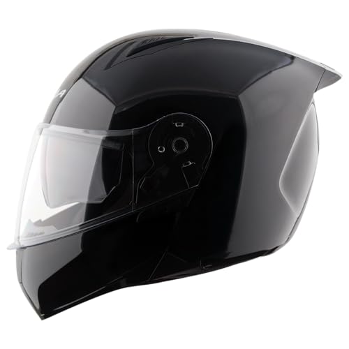 Image of Vega VM-02 Spike Flip-Up Motorcycle Helmet with ISI Certification | High-Impact ABS Shell, Dual Visor, UV & Scratch Resistant: Black, XL