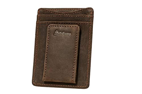 Preisvergleich Produktbild Hodalump Slimwallet mit Magnet Scheinhalter Echt-Leder Geldbörse Ultradünne Geldbörse aus Echtleder Mini Kreditkartenetui mit Geldklammer in braun