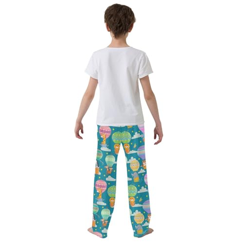 Elephant Tiger Hot Air Balloon Boys Long Pants Soft Trousers Elastic Waist Kids Lounge Bottoms with Pockets S-XL3