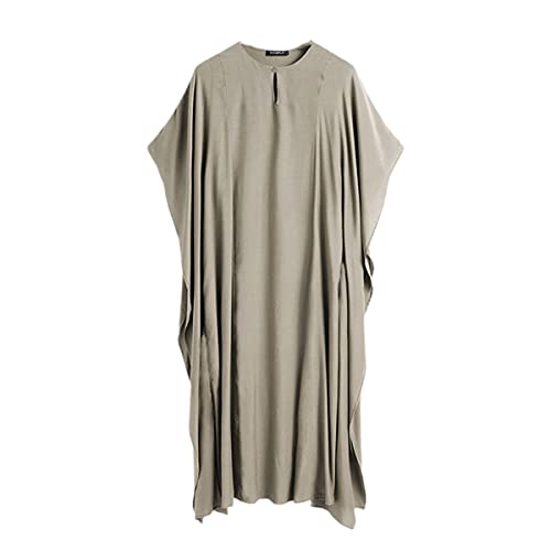 Jubba Thobe homme beige XL à manches courtes et col rond pour la prière et le quotidien
