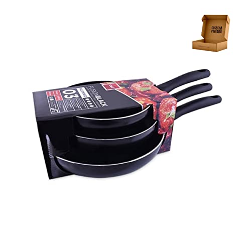 Sartén Antiadherente Cok - Envio 24 h - Apta para todas las cocinas - Inducción, Vitrocerámicas, Gas - OverGrip -Cosecha Privada (Set Fusion, 3 uds (18+20 +24cm) Black)