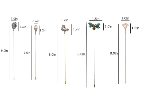Image of Alilang 5Pcs Vintage Bendable Lapel Pins Classic Pin Brooches Set Accessories for Secure Styling on Hats, Scarves