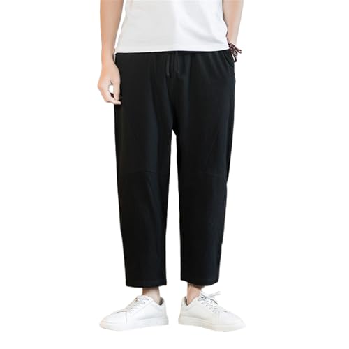 Pantalon court style chinois homme ample en coton et lin pour rester au frais