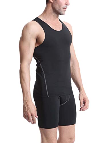Audoc Compression Shirt Men 3 Pack Black Cool Dry Football Tank Top Athletic Compression Sleeveless T Shirts4