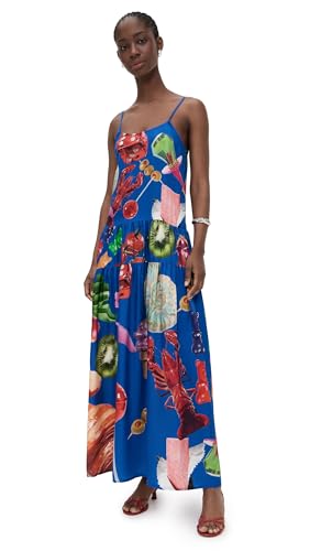 BruceGlen Women's Blue Print Tiered Maxi Dress