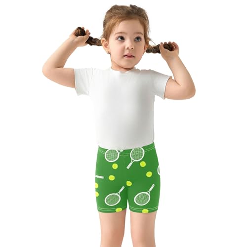 Cotton Under Shorts for Dresses Tennis Rackets Balls Green Toddler Biker Shorts for Girls 4t Baby Summer3