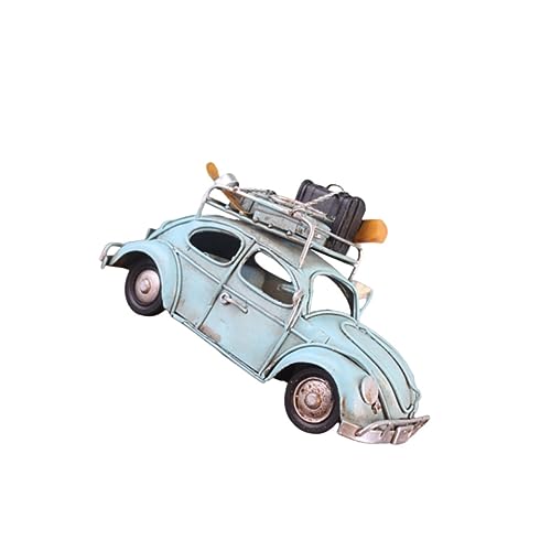 Voiture ancienne vintage décorative bleue en fer forgé