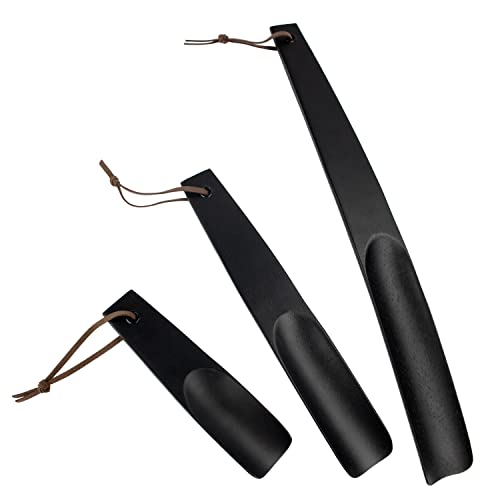 CORTEC Schuhlöffel aus stabilem Holz groß/mittel/klein - 3 Stück - für Zuhause oder Unterwegs - Schuhlöffel 3er Set - Schuhanzieher lang holz stabil Cover