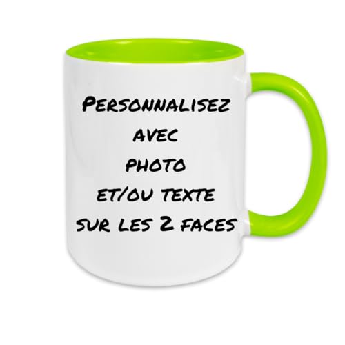 fapadjo Mug Personnalisable Photo Texte, Tasse A Cafe Personnalisée Prénom, Cadeau D'anniversaire, Souvenir, Naissance, Collègue (Vert clair)