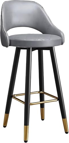 Tabouret de bar pivotant gris 75 cm en cuir PU avec dossier incurvé XJBTBA