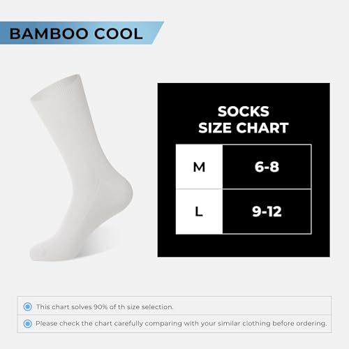 Image of BAMBOO COOL Men's Crew Socks Bamboo Viscose Breathable Rib Dress Socks For Men, Casual Lightweight Comfort 6 Pack