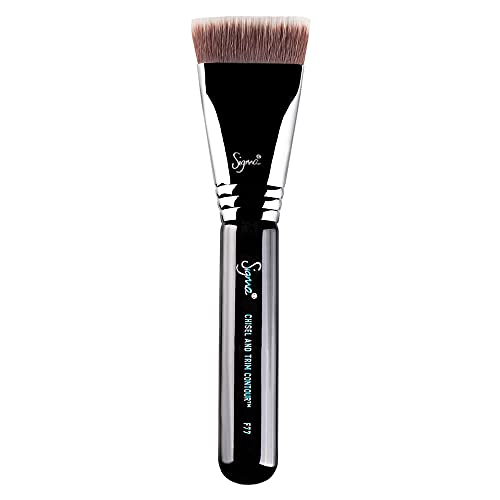 Sigma Beauty F77 Chisel and Trim Contour Brush - Sculpting Makeup Brush for Blush, Bronzer or Contour - Define Cheekbone, Jawline & Nose - Hypoallergenic, Vegan, Synthetic Makeup Brush