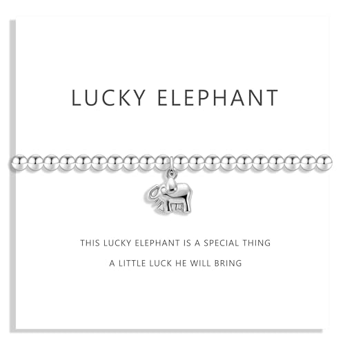 Image of Angelra Little Lucky Elephant For Women Silver Plated Elephant Pendant Bracelet for Women Girl Her Sister Daughter Mother Birthday Christmas Inspirational Jewellery Gift (Lucky Elephant)