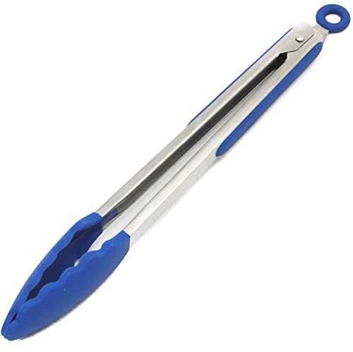 Chef Craft Premium Silicone Cooking Tongs, 12 inch, Blue