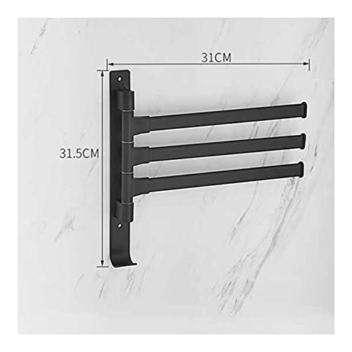 Bras pivotant en aluminium noir étagère murale et support de serviette - 3