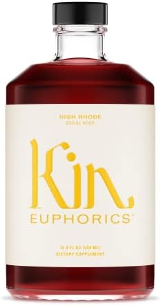 High Rhode by Kin Euphorics, Non Alcoholic Spirits, Adaptogen, Nootropic, Botanical, Tart Citrus, Bitters and Spices, Caffeine, Rhodiola Rosea, Awaken The Mind, Uplift The Mood, 16.9 Fl Oz