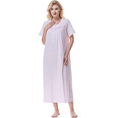 Keyocean Cotton Nightgowns for Women, Soft Lightweight Comfortable Short Sleeves Ladies Sleepwear Gown
