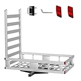800 LBS Folding Trailer Hitch Cargo Carrier, Aluminum Steel Trailer Hitch Cargo Carrier Mobility Scooter Ramp with Reflective Strips, 50