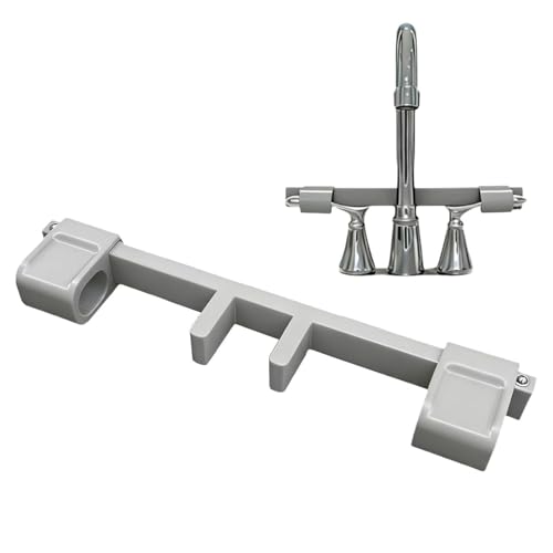 Cerradura para manija de grifo doble fregadero – universal con fijación por manguera central, protector de grifo y mango antiniño, para casa, cocina, baño, bar, restaurante, cafetería, antivirus