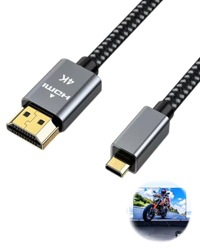 Câble Micro HDMI vers HDMI 2M, 4K@60Hz 3D 1080P HDR et ARC Ethernet Ultra Mâle vers Mâle 2.0 Micro HDMI vers HDMI compatible avec Raspberry Pi 5/4 GoPro...