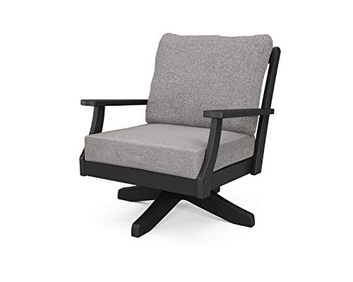 POLYWOOD Braxton Deep Seating Swivel Chair Black/Grey Mist