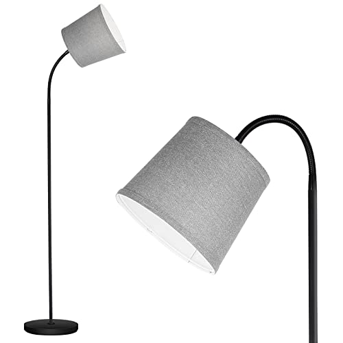 LED Floor Lamp, Standing Lamp for Living Room with Linen Lamp Shade,Adjustable Gooseneck Modern Reading Light,Floor Lamps for Bedroom,Office,Farmhouse,12W LED Bulb Included