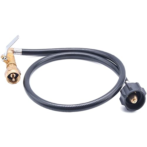 GasSaf 2FT Propane Refill Adapter Hose, Propane Refill Kit with ON/Off Control Valve for Filling 1 lb Propane Tank Cylinder Bottle