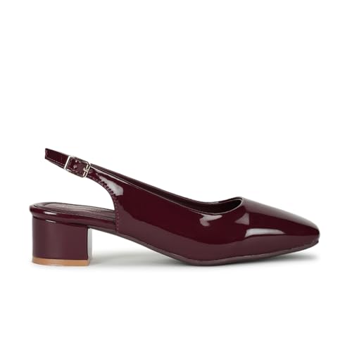 Image of Marc Loire Women Square Toe Solid Block Heel Pumps for Office, Party and Formal Wear