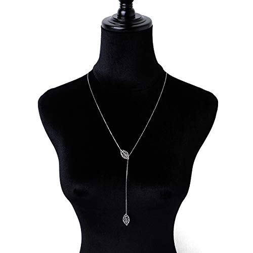 Long Necklace Sterling Silver Larait Bar Y Lariat Long Chain Drop Adjustable Necklace Gift for Her, 30"2