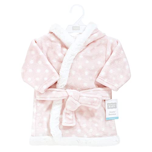 Image of Hudson Baby Unisex Baby Plush Animal Face Bathrobe, Pink Polka Dot, 0-9 Months