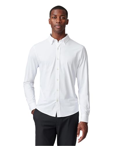 Rhone Men’s Commuter Shirt Slim Fit Dress Shirt for Men – Lightweight Stretch Italian Fabric, Wrinkle Resistant, Anti-Odor, Button Down Long Sleeve Performance Shirt, Business White, M