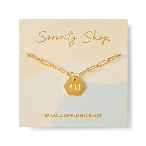 Sorority Shop Alpha Omicron Pi Paperclip Necklace — AOP 18K Gold Plated Sorority Gifts Necklace, Long-Lasting Alpha Omicron Pi Gifts for Women2