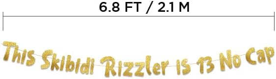 Miniatura 4 de Este cartel Skibidi Rizzler es 13 sin tapa con purpurina dorada Suministros para fiesta de 13 cumpleaños, ideas, regalos y decoraciones
