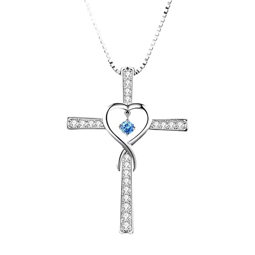 Collier en argent 925 croix catholique et cœur serti de brillants CZ d'exception