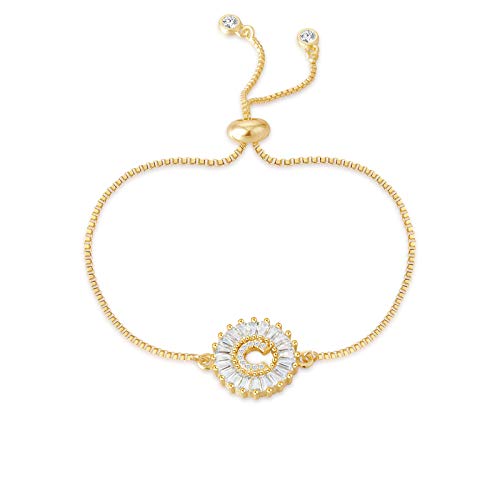 COTTVOTT Charms Initial Letter Bracelet Women A-Z Alphabet Adjustable Chain Bracelets 4 Colors (C, Gold Color)